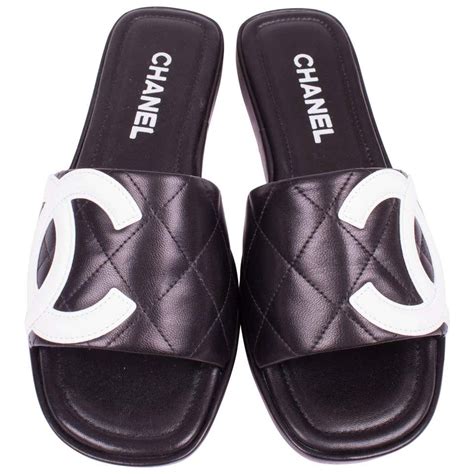 chanel women slides|chanel sandals black and white.